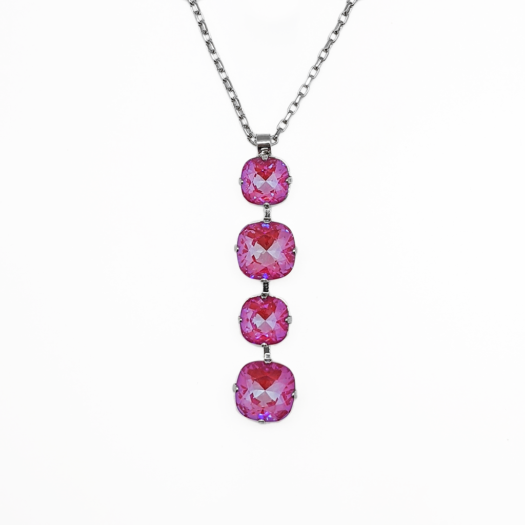 Four Stone Small and Large Cushion Cut Pendant in Sun-Kissed "Blush" *Custom*