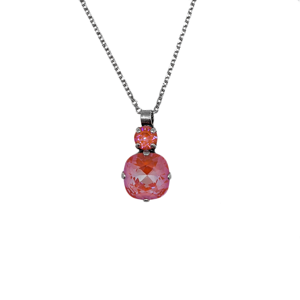 Double Round and Cushion Cut Pendant in Sun-Kissed "Sunset" *Custom*
