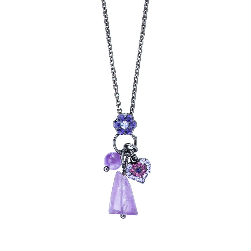 Petite Flower Heart Charm Pendant in "Wildberry"  *Custom*