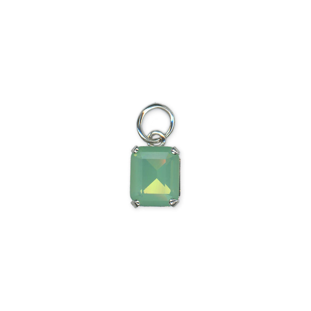 Small Emerald Charm -Choose Your Color- Rhodium