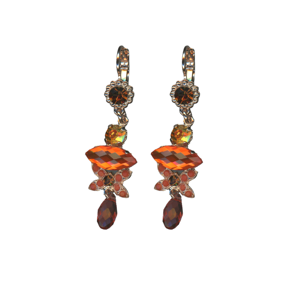 Marquise Long Dangle Leverback Earrings in "Pumpkin Spice" *Custom*