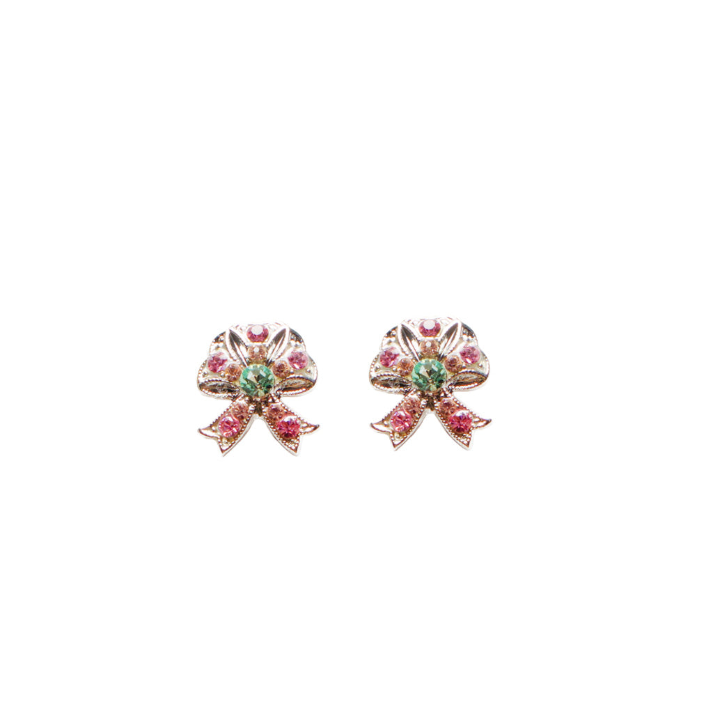 Bow Earrings in "Parasol" - Rhodium