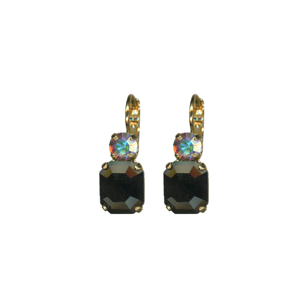 Large Emerald Classic Leverback Earrings in "Obsidian Shores" - Yellow Gold