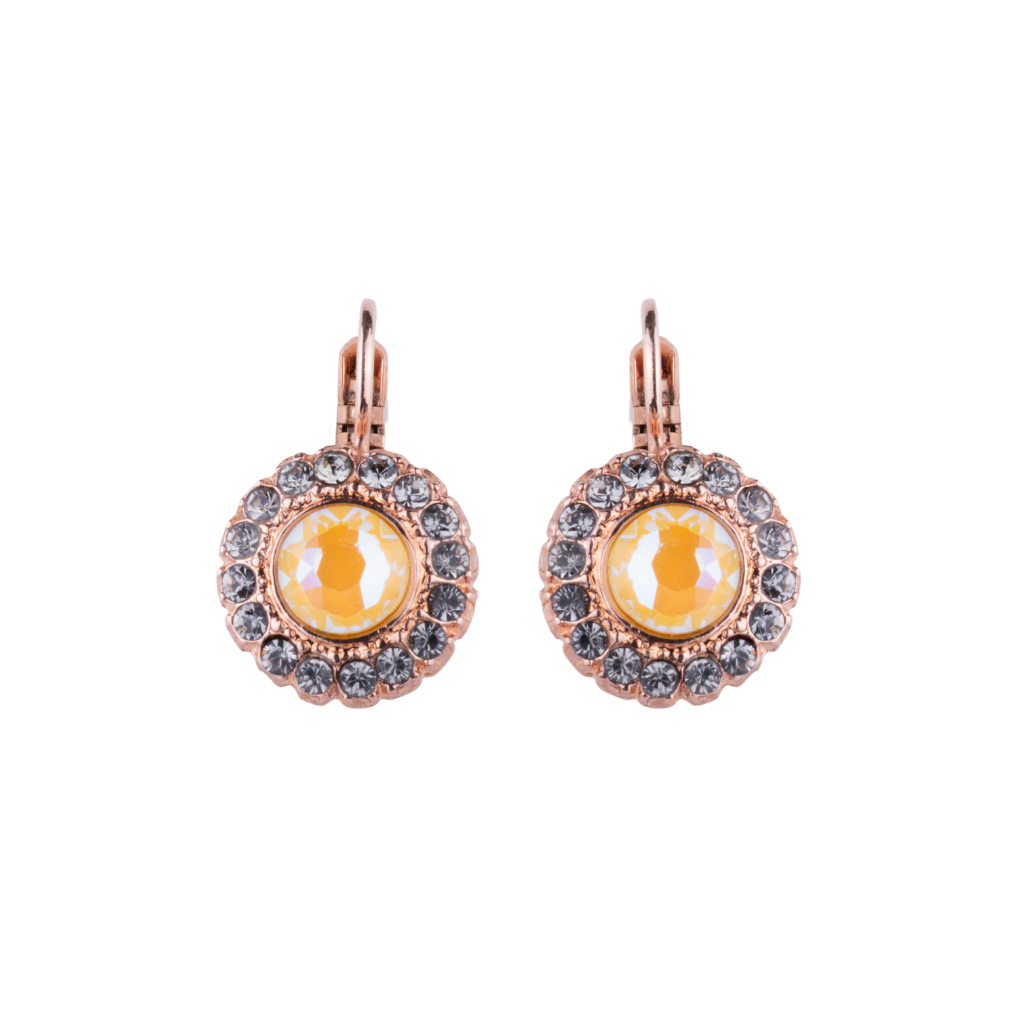 Halo Disc Leverback Earrings in "Painted Lady" - Rose Gold