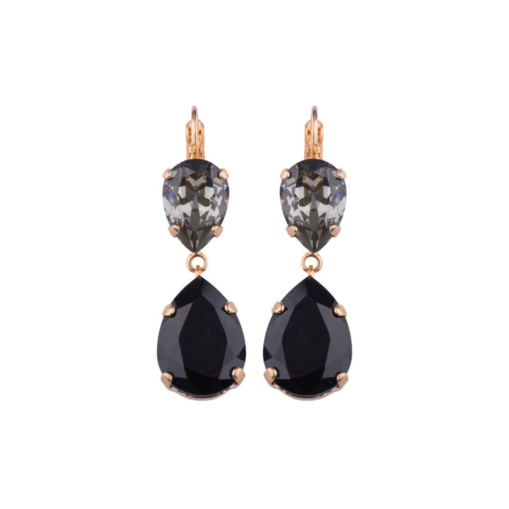 Double Pear Earrings in "Tuxedo" - Yellow Gold