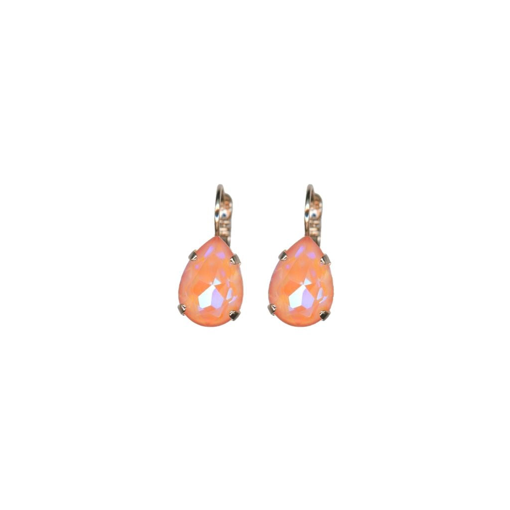 Pear Leverback Earrings in "Sun-Kissed Peach" - Rose Gold