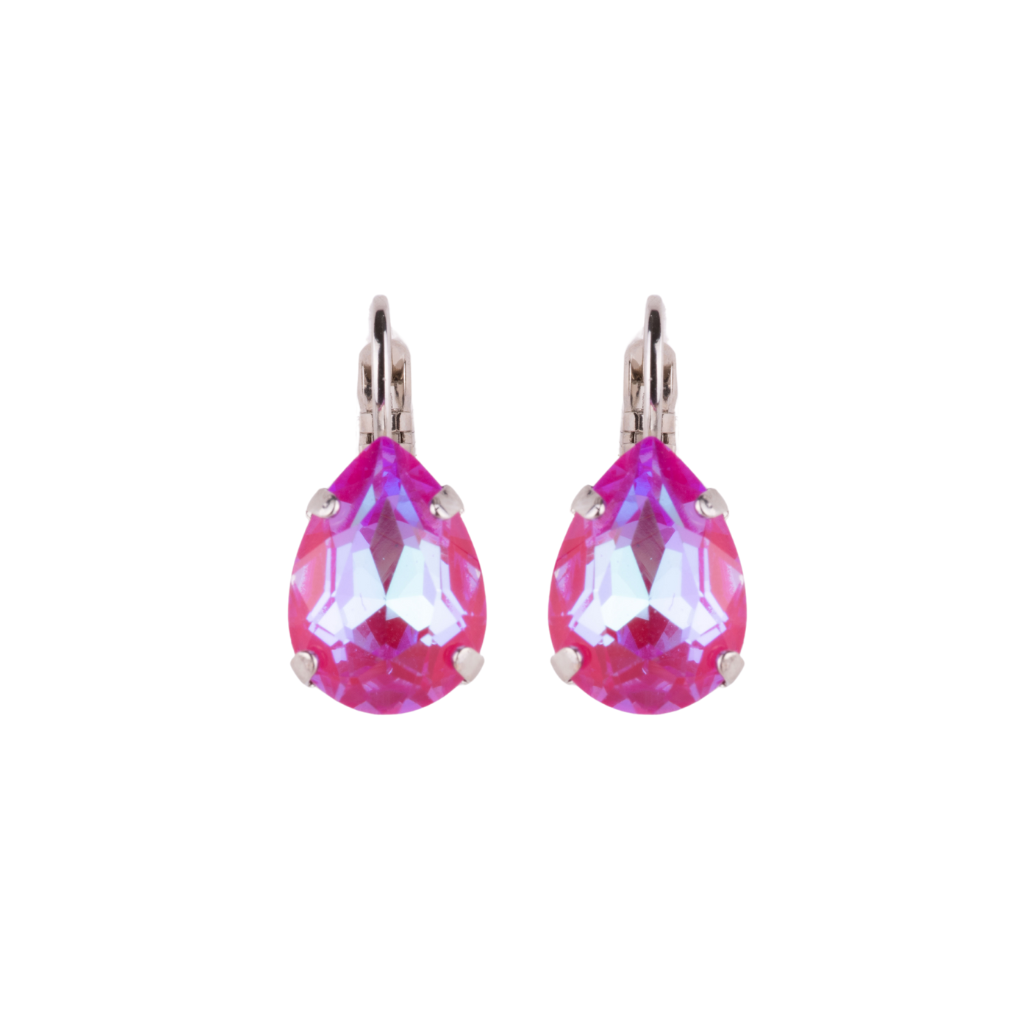 Pear Leverback Earrings in "Sun-Kissed Blush" - Rhodium