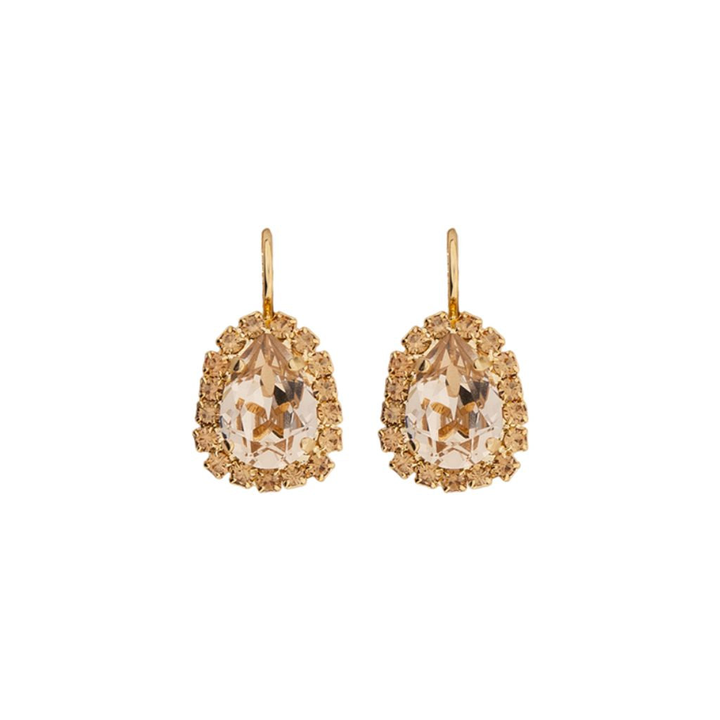 Pear Halo Leverback Earrings in "Amaretto" *Custom*