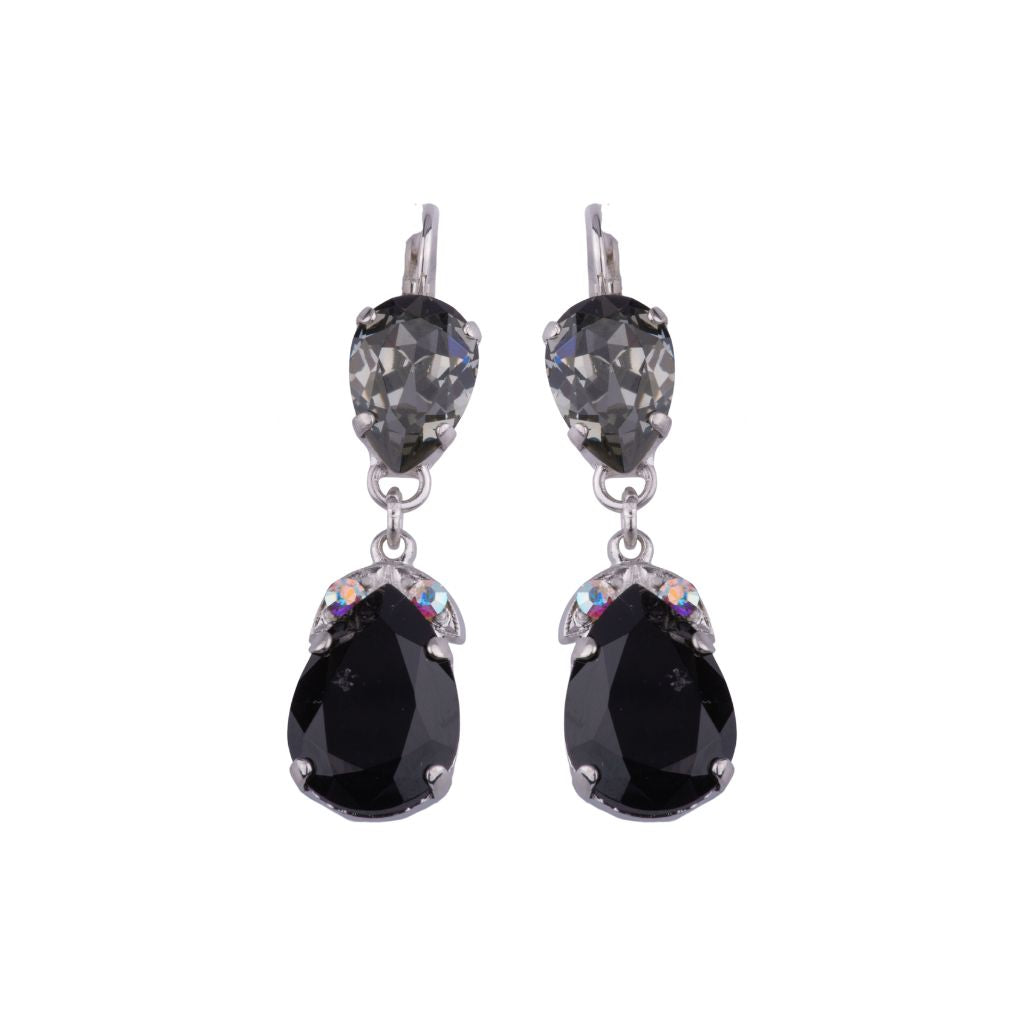 Double Pear Embellished Leverback Earrings in Sun-Kissed "Tuxedo" *Custom*