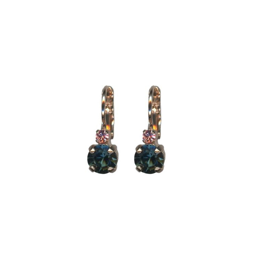 Petite Double Stone Leverback Earrings in "Harvest Moon" - Rose Gold