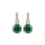 Large Double Stone Earrings in "Clear and Emerald" - Rhodium