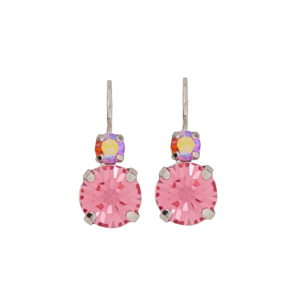 Large Double Stone Leverback Earrings in "Flamingo" *Custom*