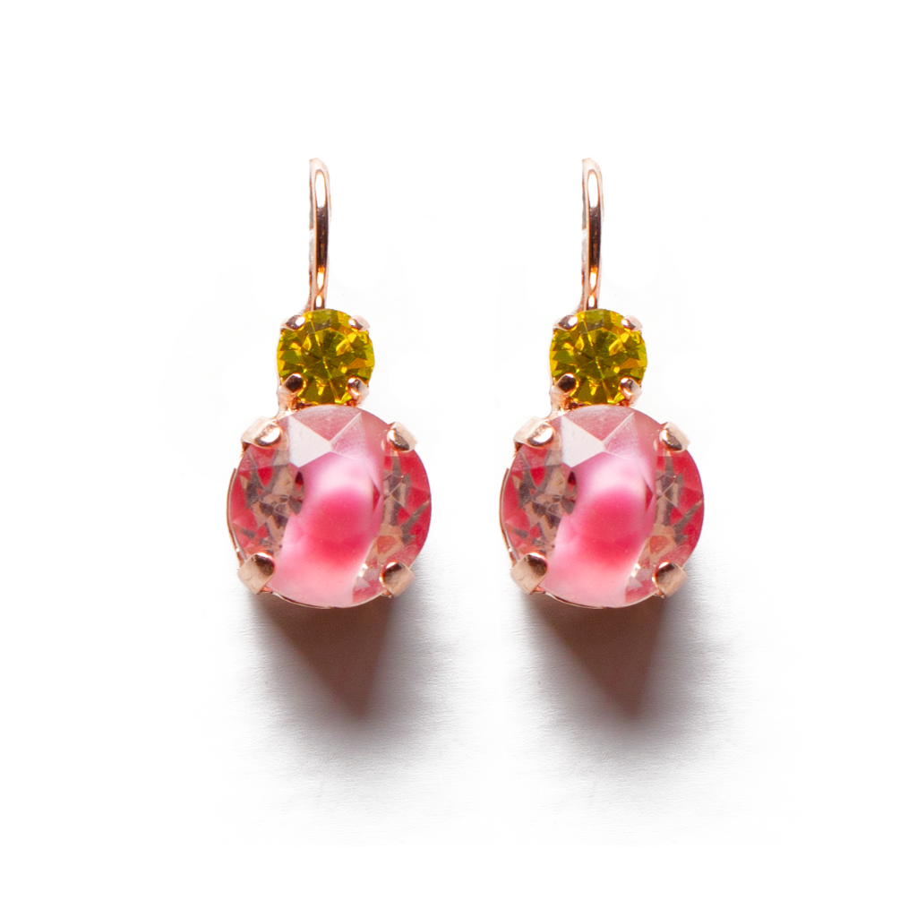 Large Double Stone Leverback Earrings in "Saltwater Taffy" - Rose Gold