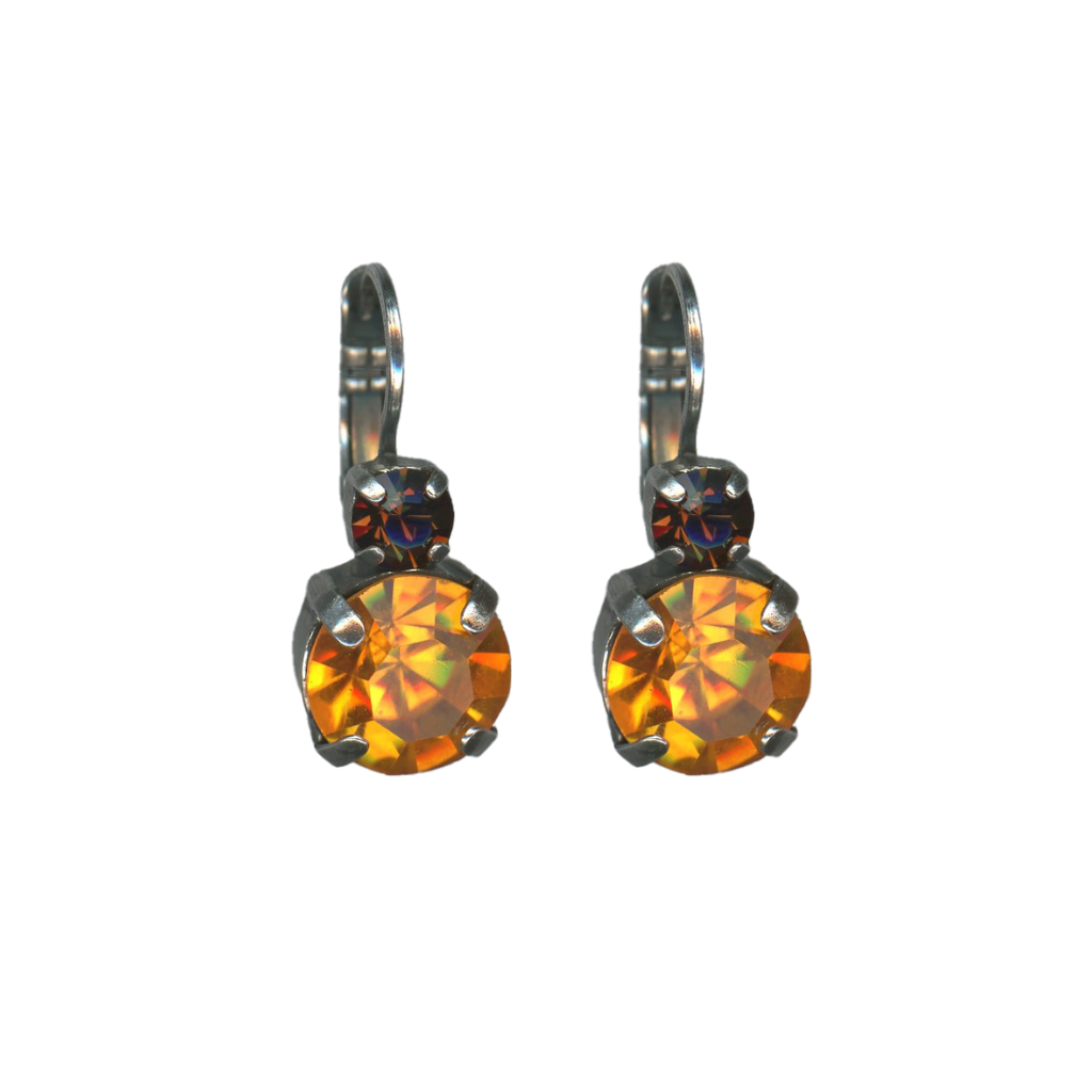 Large Double Stone Leverback Earrings in "Pumpkin Spice" *Custom*