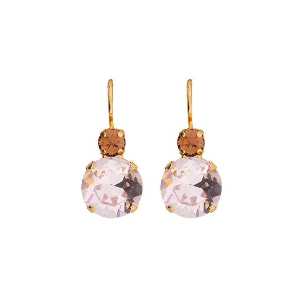 Large Double Stone Leverback Earrings in "Amaretto" *Custom*