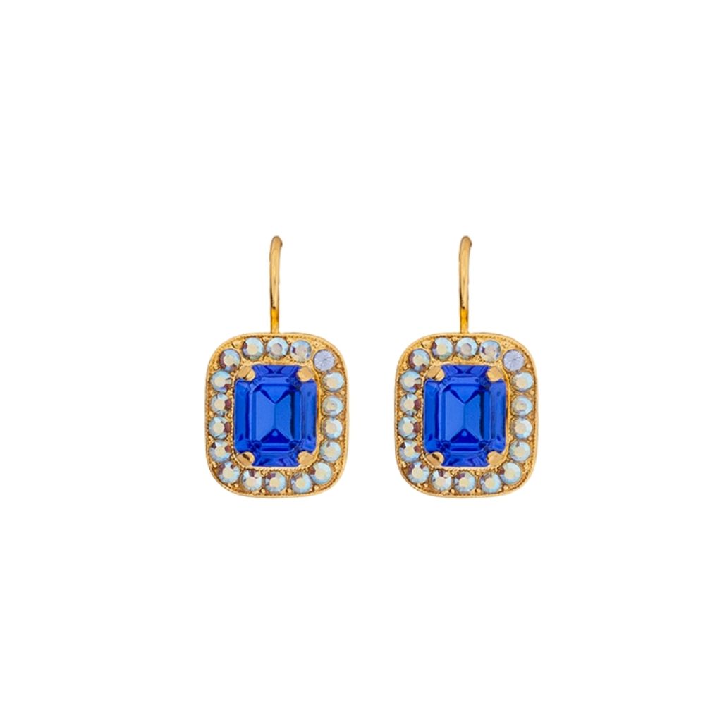 Emerald Cut Halo Leverback Earrings in "Countdown Gown" *Custom*