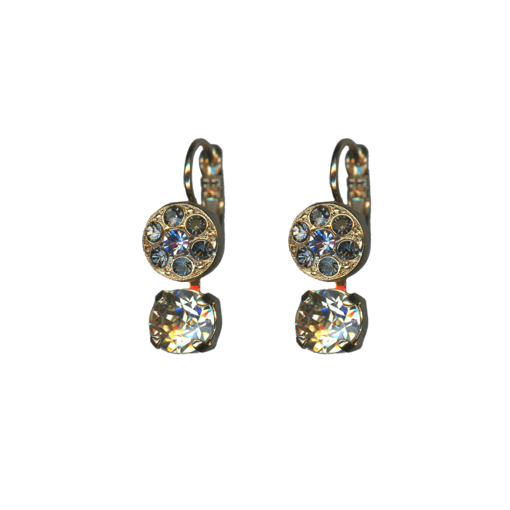 Medium Drop Leverback Earrings in "Morning Mist" - Yellow Gold