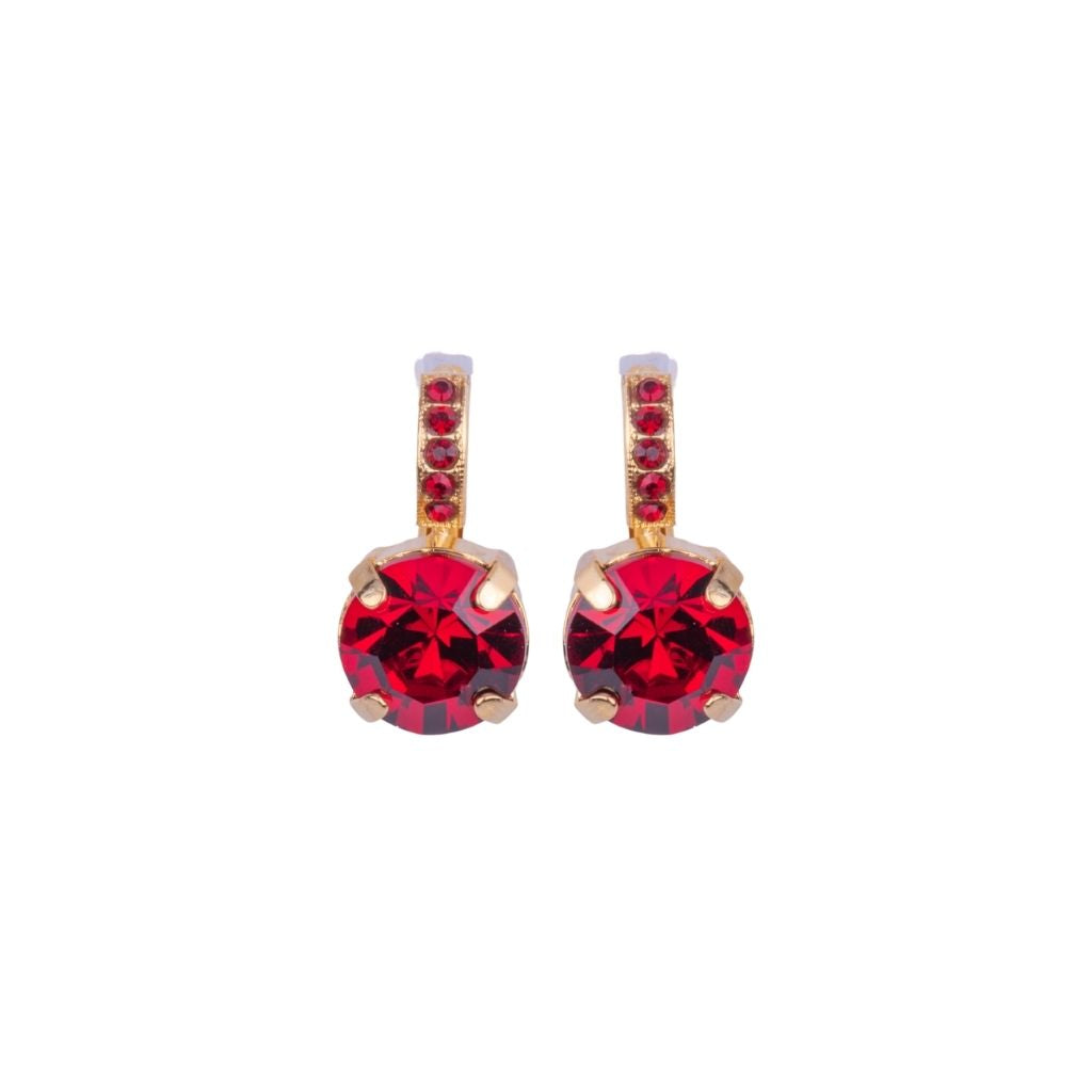 Large Embellished Single Stone Leverback Earrings in "Siam" *Custom*