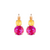 Large Double Stone Leverback Earrings "Candy" - Yellow Gold