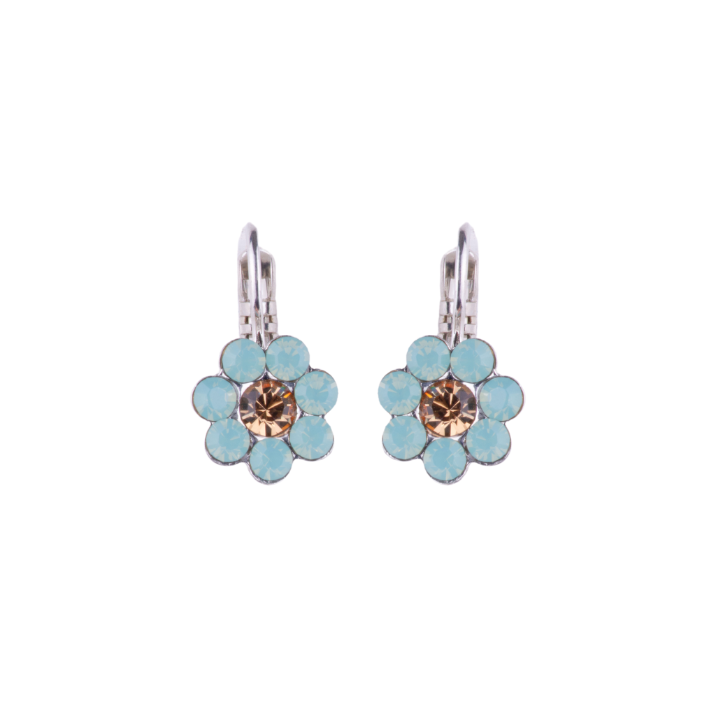 Medium Flower Earrings in "Evergreen" - Rhodium