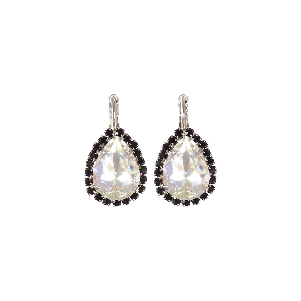 Large Halo Pear Earrings in "Obsidian Shores *Custom*