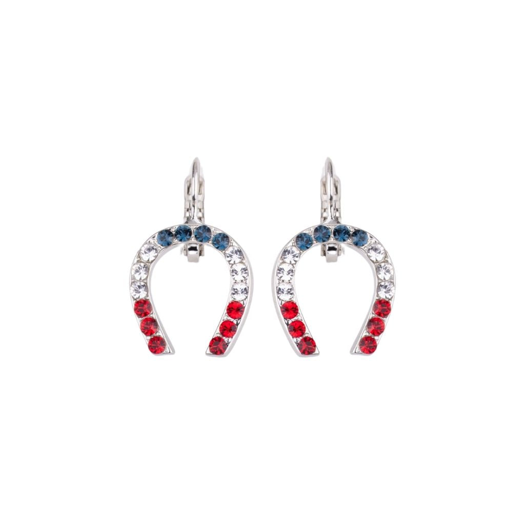 Horseshoe Earrings in "Americana" - Rhodium