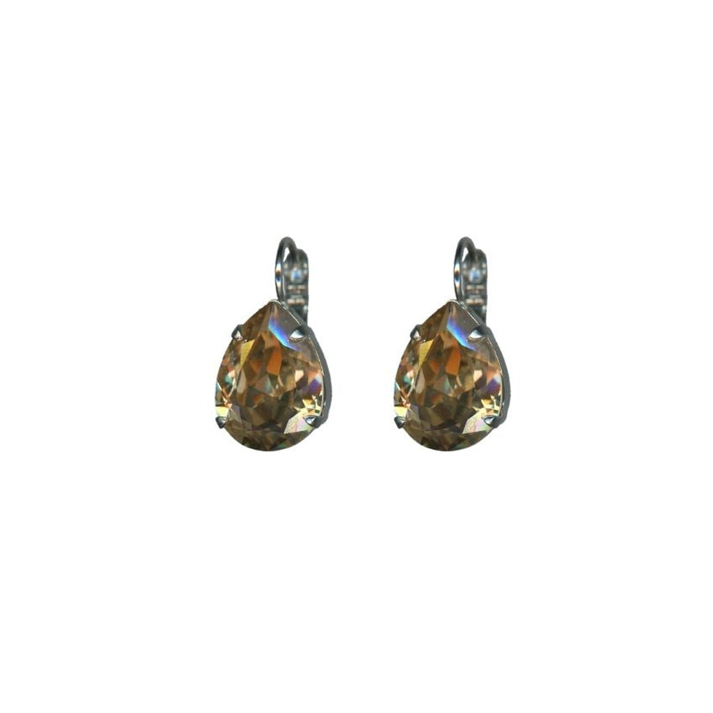 Large Pear Leverback Earrings in "Golden Shadow" *Custom*