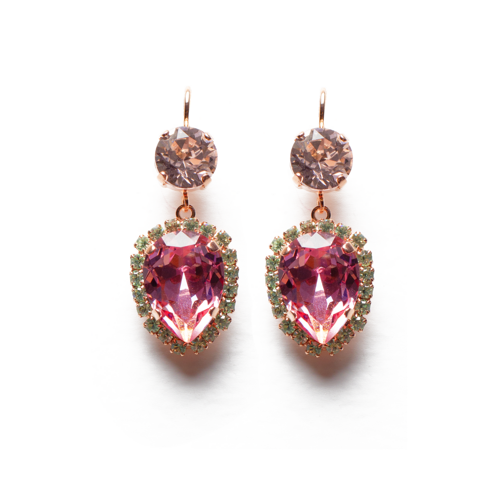 Extra Luxurious Pear Halo Leverback Earrings in "Parasol" *Custom*