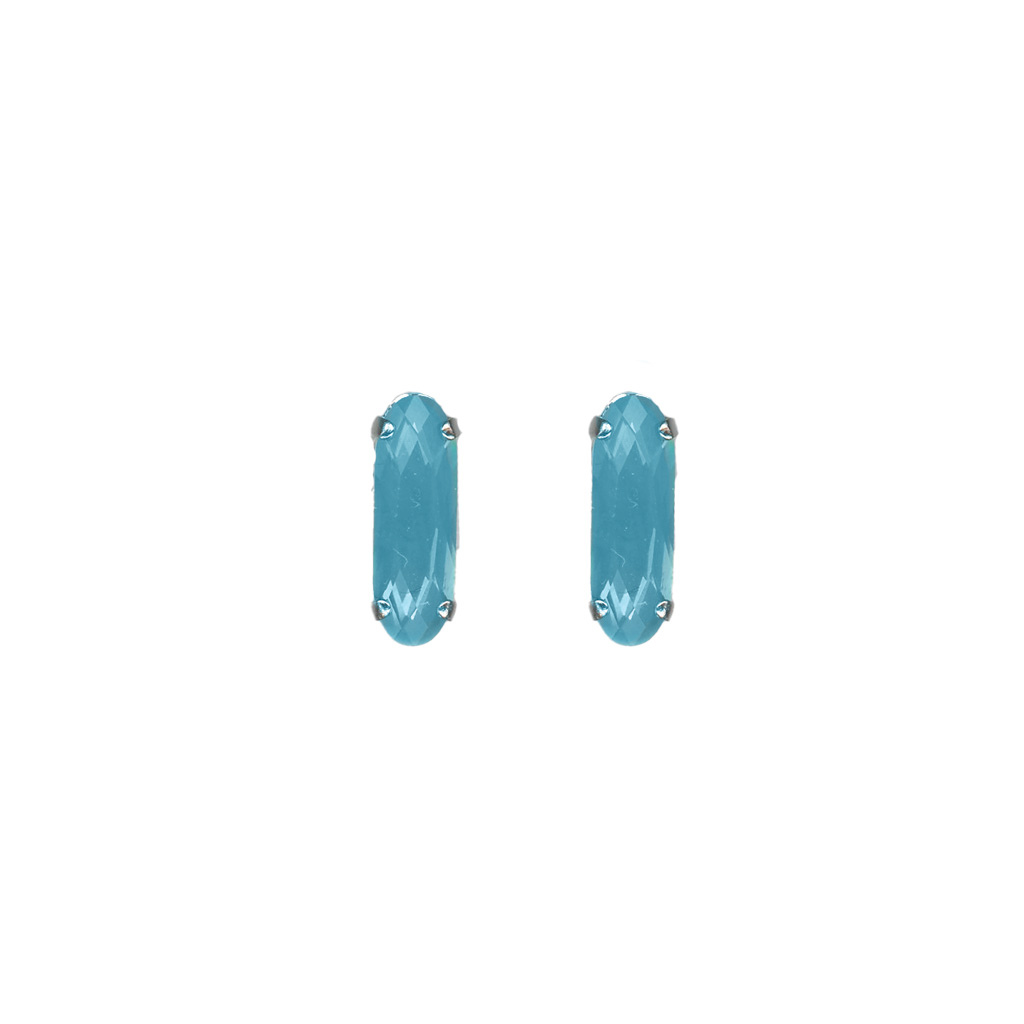 Long Oval Single Post Earring  in "Blue Opal" *Custom*