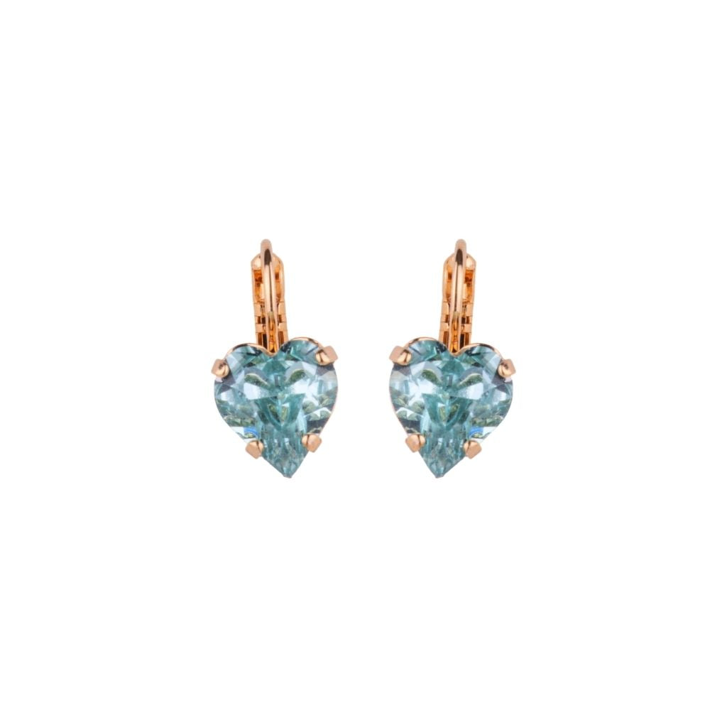 Heart Leverback Earrings in "Aquamarine" - Yellow Gold