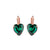 Heart Leverback Earrings in "Emerald" - Rose Gold