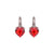 Heart Leverback Earrings in "Light Siam" - Rhodium