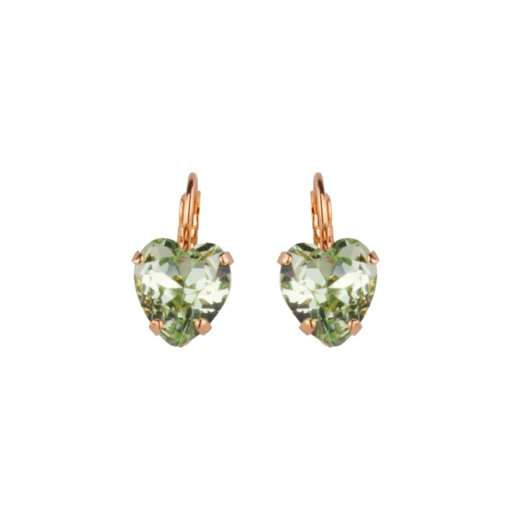 Heart Leverback Earrings in "Chrysolite" - Yellow Gold