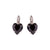 Heart Leverback Earrings in "Jet" - Rhodium