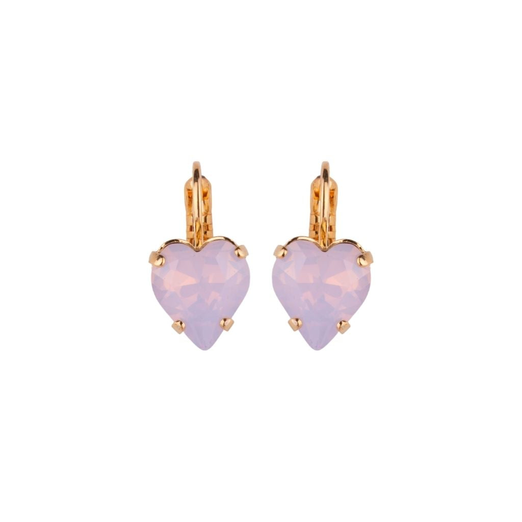 Heart Leverback Earrings in "Rose Water Opal" - Yellow Gold