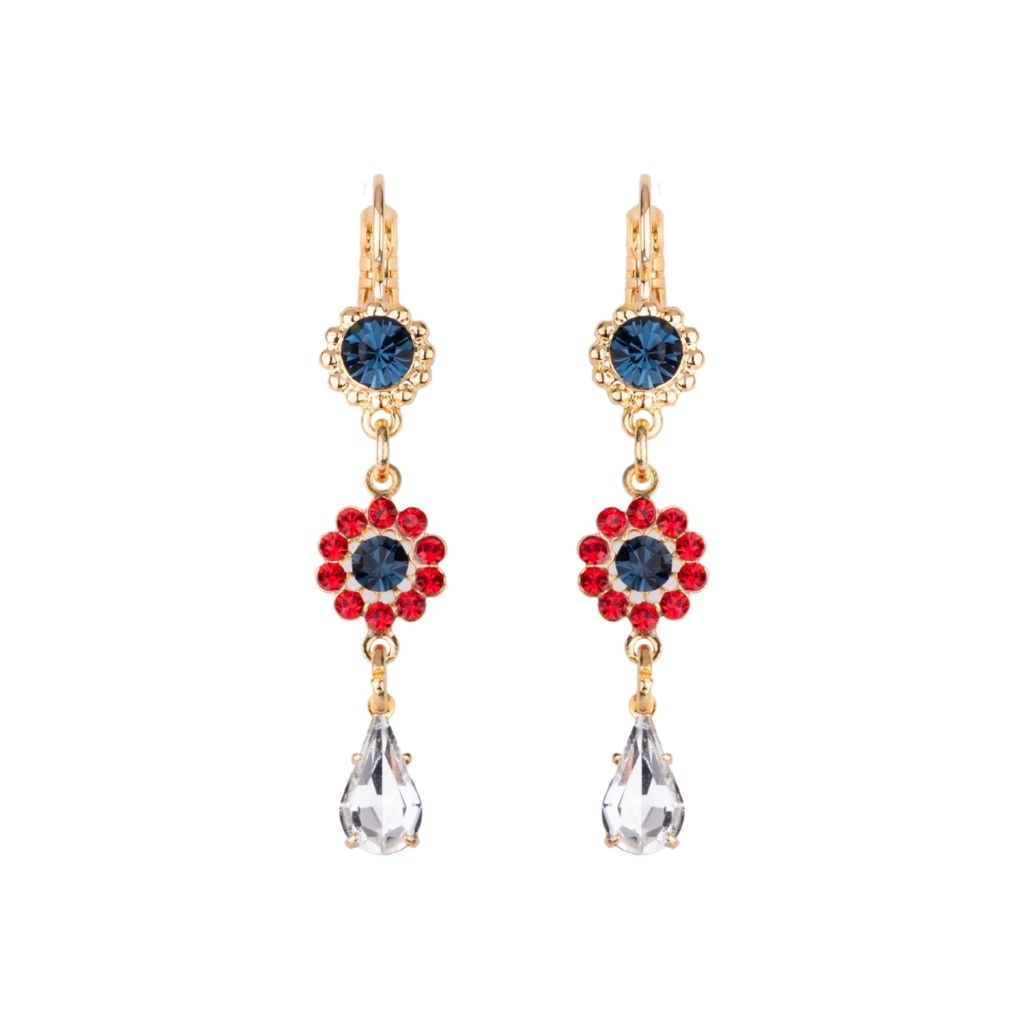 Cosmos Double Drop Earrings in "Americana" - Yellow Gold