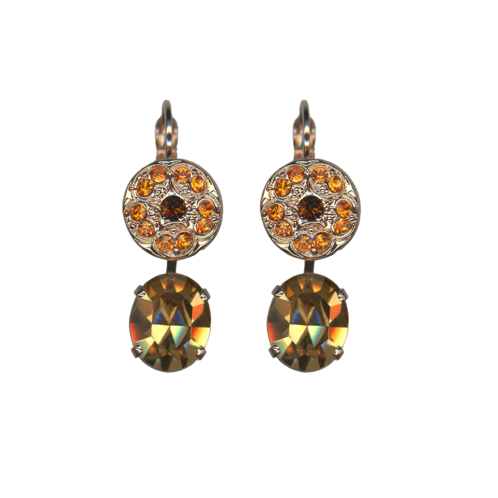 Large Oval Flower Leverback Earrings in "Pumpkin Spice" - Rose Gold