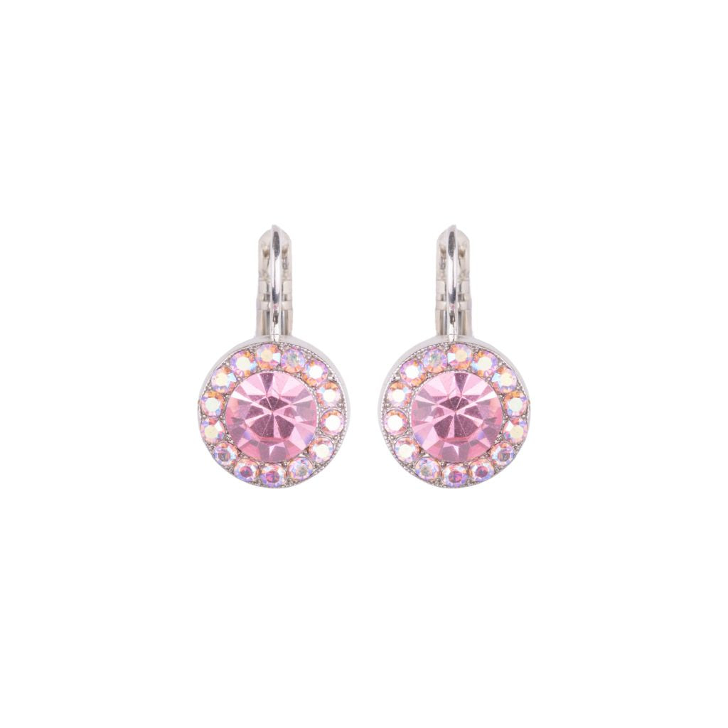 Large Halo Earrings in "Light Pink" - Rhodium