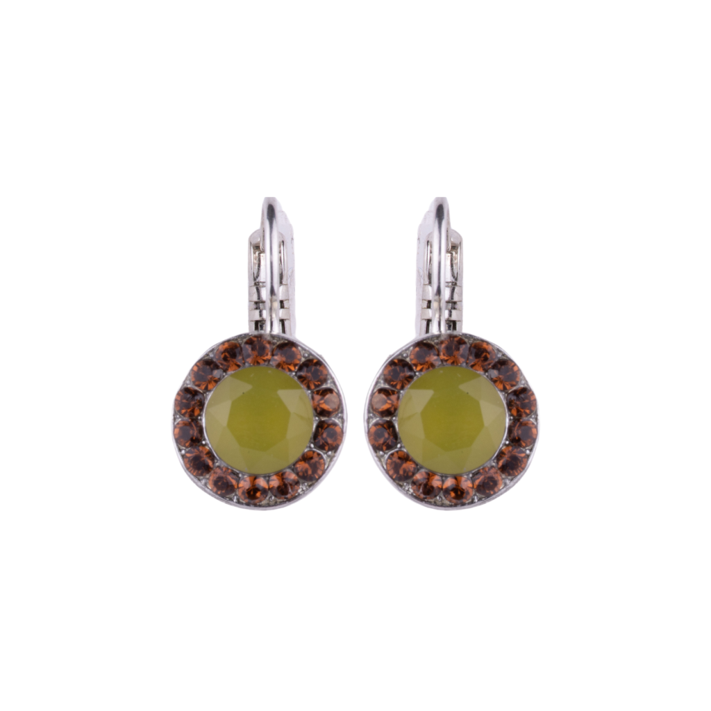 Large Halo Leverback Earrings "Terra"- Rhodium