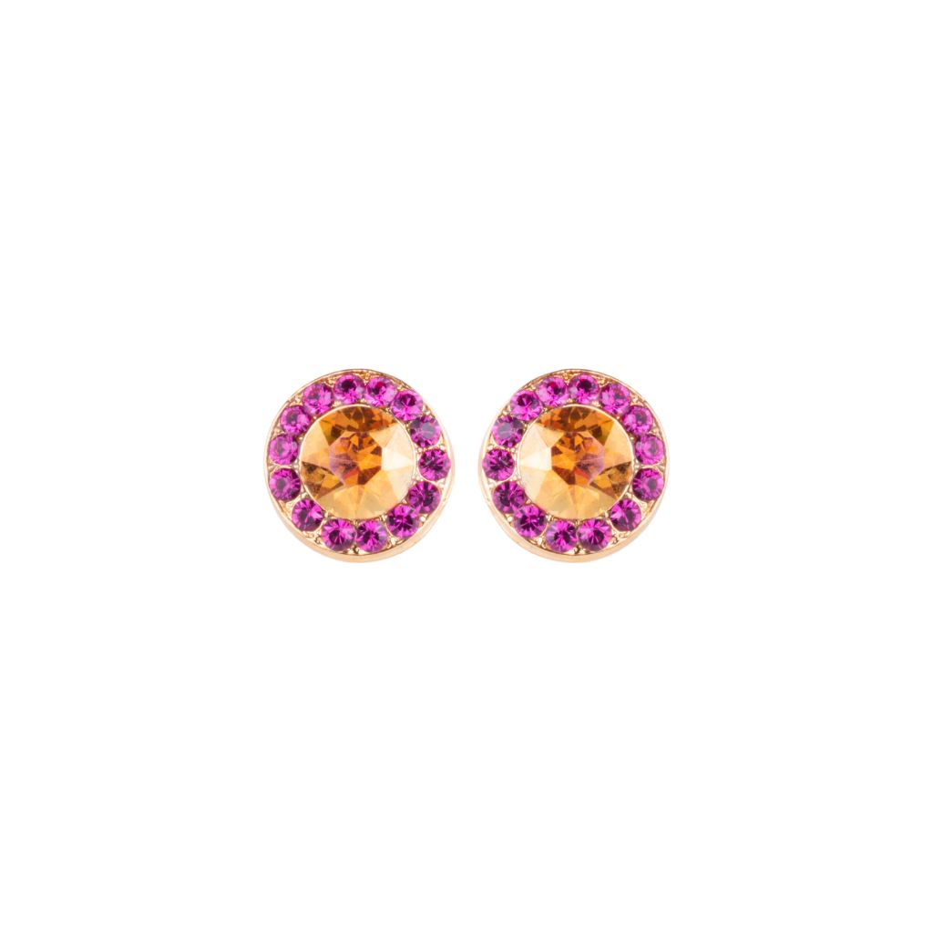 Large Halo Post Earrings in "Bougainvillea" - Yellow Gold