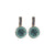 Large Embellished Halo Leverback Earrings "Crystal Blue" - Rhodium