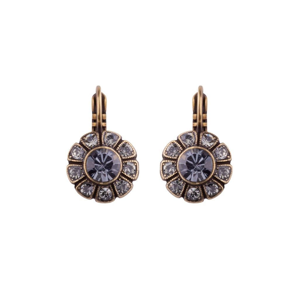 Large Daisy Leverback Earrings in "Café Ole" - Antique Gold