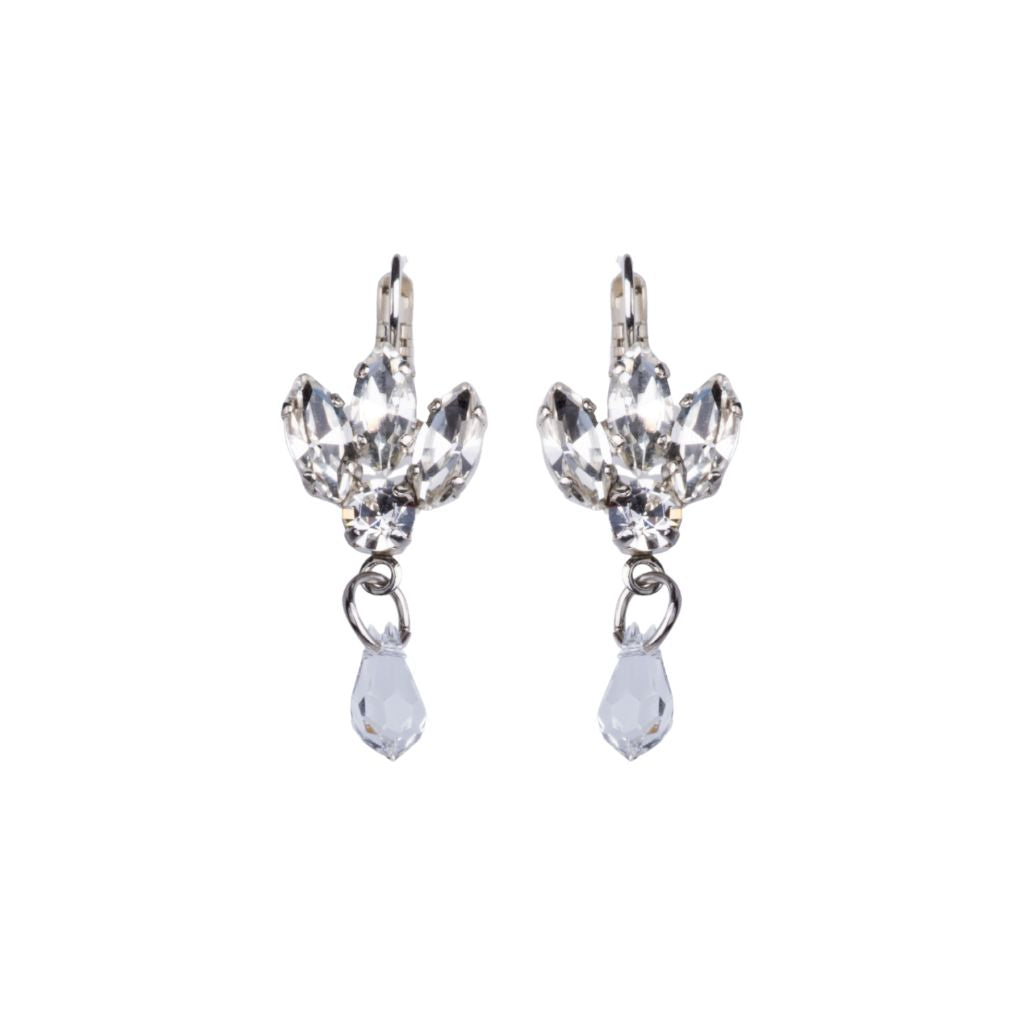 Triple Marquise Earring with Dangle in "Clear" - Rhodium