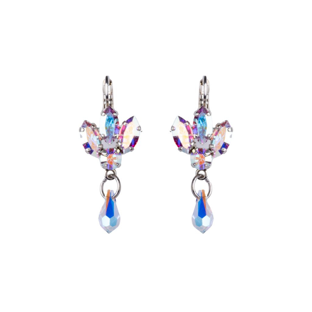 Triple Marquise Earring with Dangle in "Aurora Borealis" - Rhodium