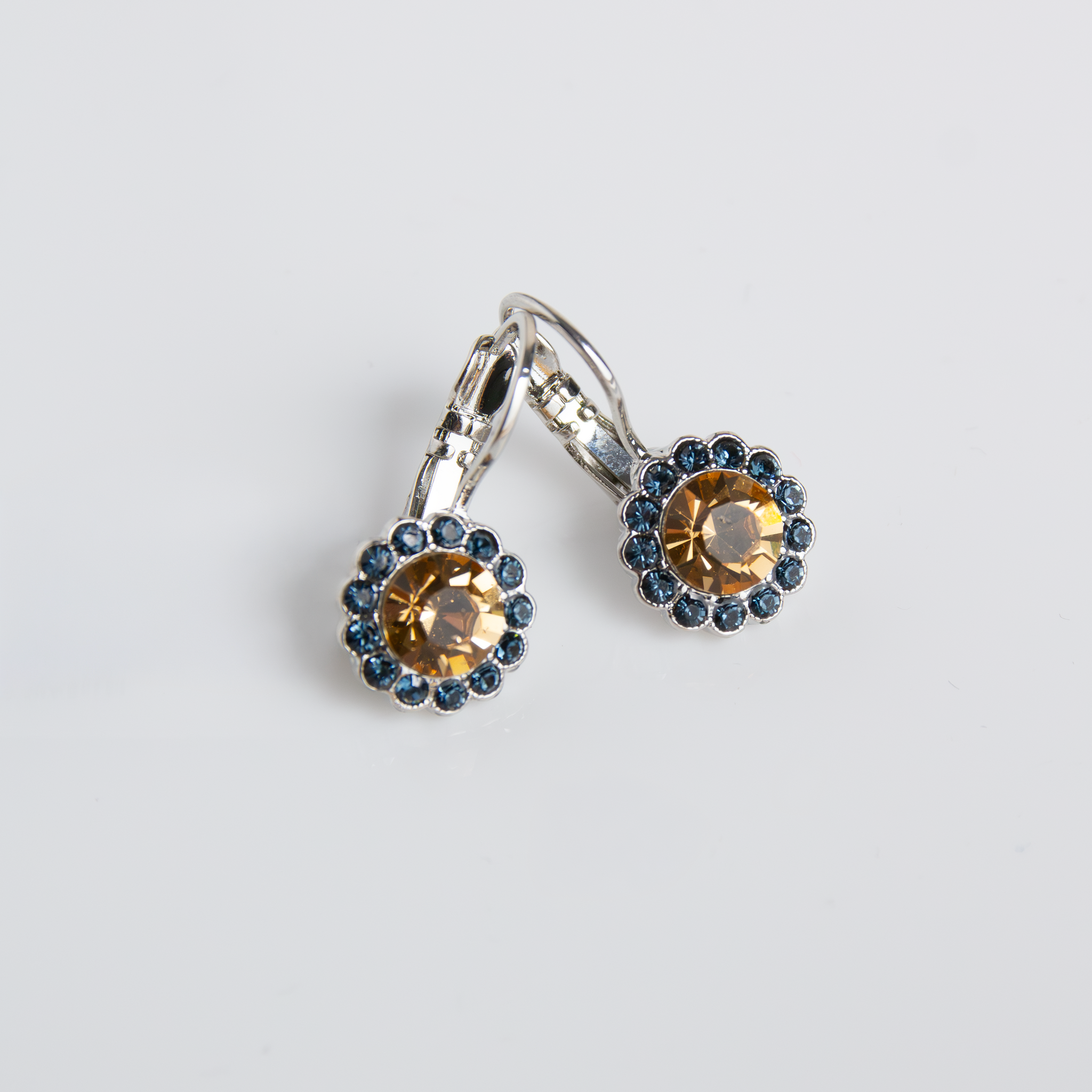 Medium Rosette Earrings in "Indigo Hour" - Rhodium