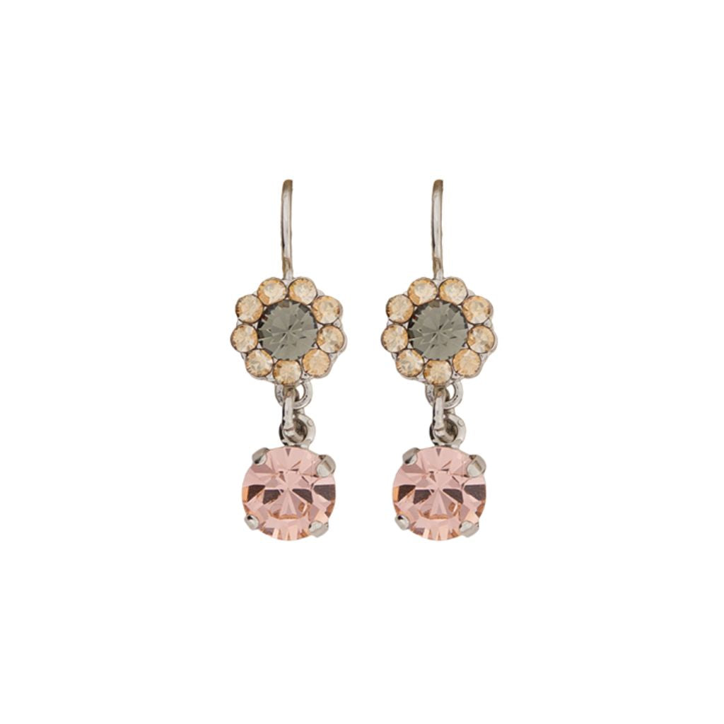 Medium Flower Leverback Earrings With Drop in "Champagne Kisses" *Custom*