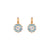 Large Rosette Leverback Earrings in "Bay Blue" - Yellow Gold