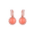 Embellished Metallic Halo Leverback Earrings in "Coral" - Rose Gold