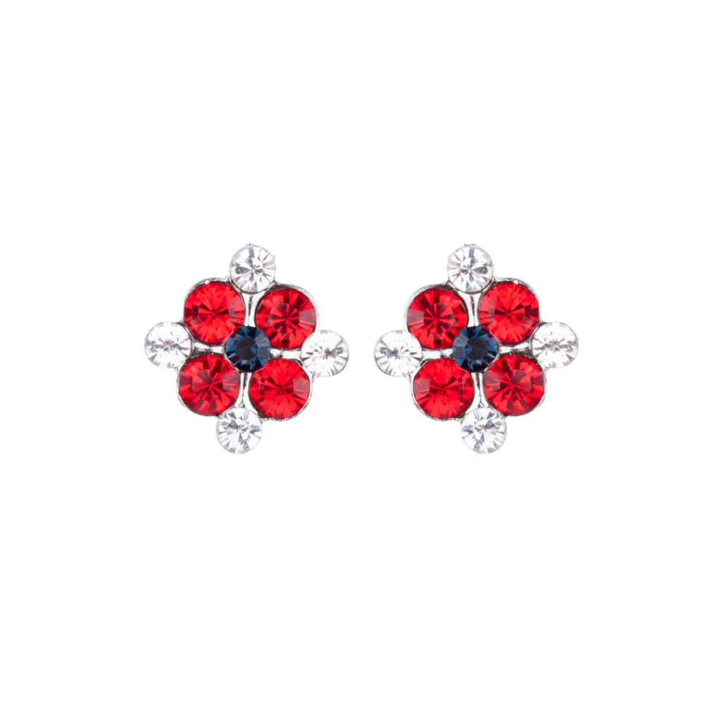 Large Pansy Earrings in "Americana" - Rhodium