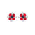 Large Pansy Earrings in "Americana" - Rhodium
